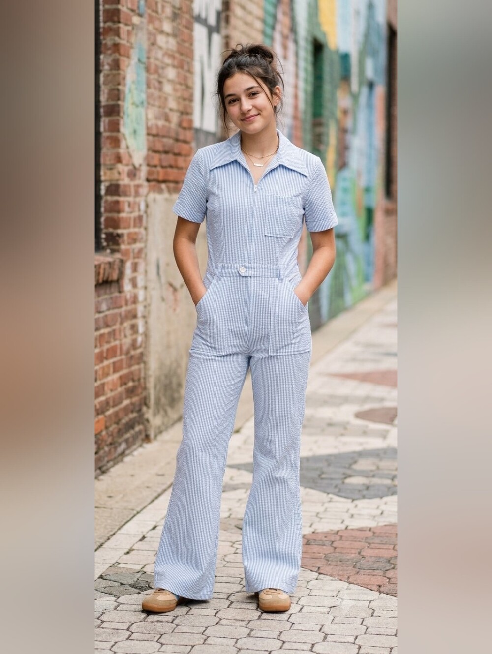 Striped Blue Jumpsuit size 42